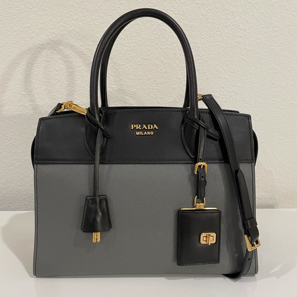 Prada Esplanade Tote Medium Mercury Black